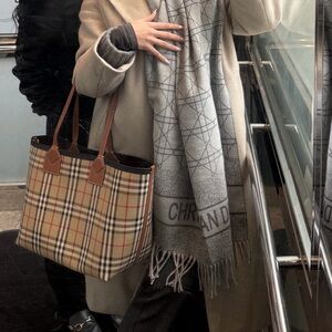 Christian Dior Gray Patterned Scarf